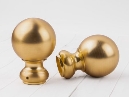 Metal finial for 28mm rod - Ball - Brushed Brass Supply