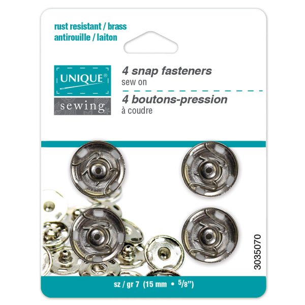 UNIQUE SEWING Snap Fasteners  Nickel - size 7   15mm (⅝ ) - 4 sets Online Sale