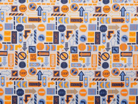 CAMELOT Quilting cotton - On the move collection - Traffic signs - Orange Discount