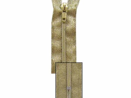 VIZZY Metallic Closed End Zipper 30cm (12 ) - Metallic Gold - 1724 For Discount