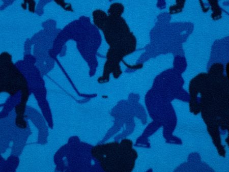 Anti Pill Fleece Print - FRESH - Hockey silhouette - Blue Sale