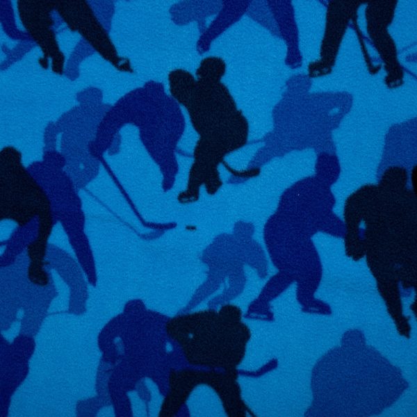 Anti Pill Fleece Print - FRESH - Hockey silhouette - Blue Sale