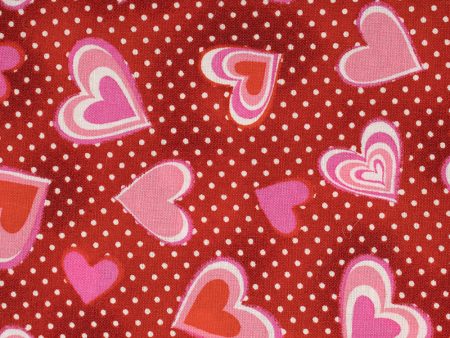 VALENTINE S Printed Cotton - Heart   Dots - Red Online Hot Sale