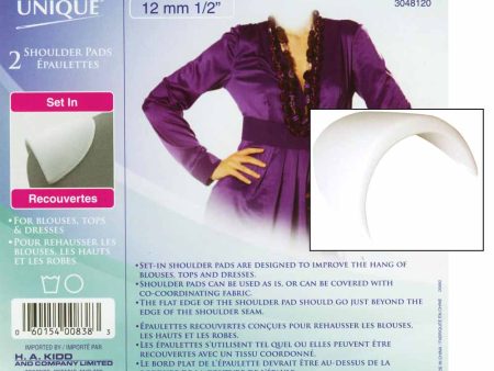 UNIQUE SEWING Shoulder Pads Medium White - 12mm (½ ) - 2pcs Supply