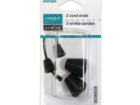 UNIQUE SEWING Cord Ends - Black - 2 pcs on Sale