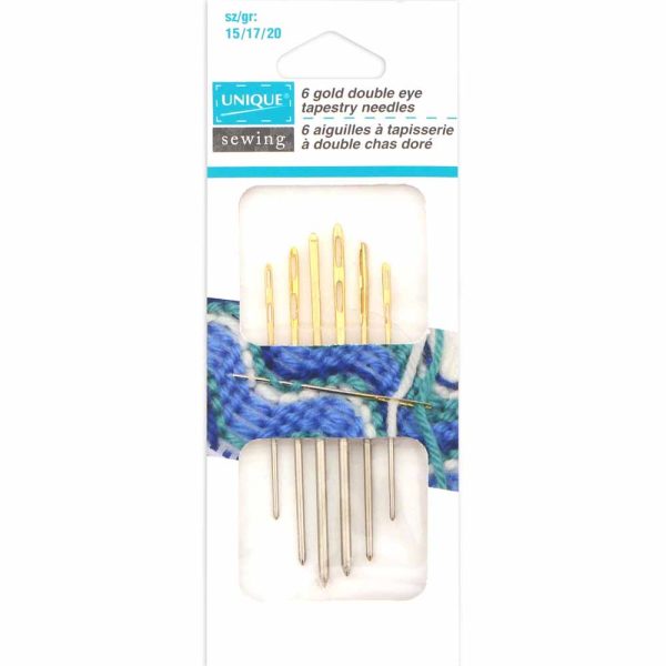 UNIQUE SEWING Gold Plated Double Eye Tapestry Needles - Assorted Sizes - 6 pcs. Online Sale