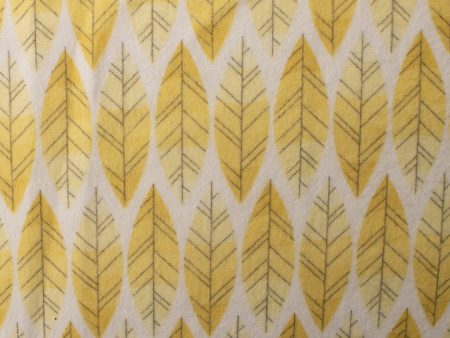 Wide Flannel Backing Print - Leafs - Yellow For Sale