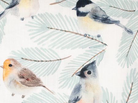 9 x 9 inch Home Decor Fabric - The Essentials - Birdies Aqua For Sale