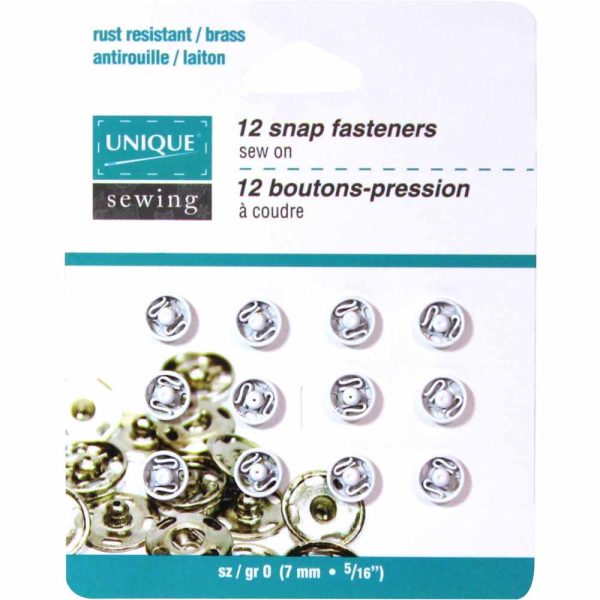 UNIQUE SEWING Snap Fasteners White - size 7mm -12 sets Online now