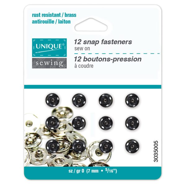 UNIQUE SEWING Snap Fasteners Black - size  0   7mm - 12 sets Cheap