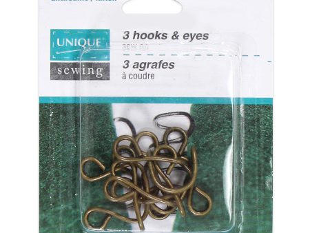 UNIQUE SEWING Hooks & Eyes Brass - 22 x 19mm (⅞  x ¾ ) - 3 sets For Sale