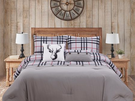 Lodge - 5 pcs Comforter set - Light Grey Online Sale