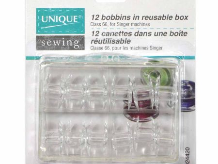 UNIQUE SEWING Plastic Bobbins in Reusable Box - 12pcs For Sale