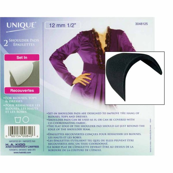 UNIQUE SEWING Shoulder Pads Medium Black - 12mm (½ ) - 2pcs Discount