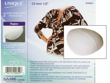 UNIQUE SEWING Covered Raglan Shoulder Pads White - 12mm (½ ) - 2pcs Hot on Sale