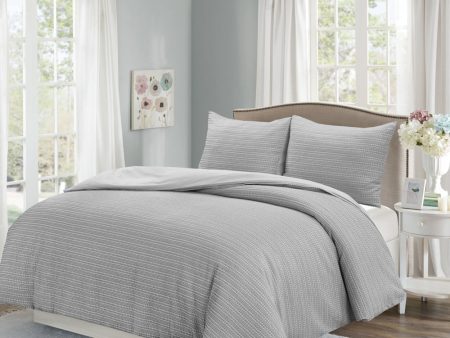 Waffle - 3 pc Duvet cover - Grey For Discount