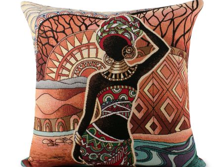 Decorative cushion cover - Africa I - Orange - 18 x 18   Online