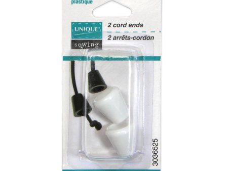 UNIQUE SEWING Cord Ends - White - 2 pcs For Sale