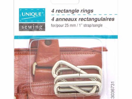 UNIQUE SEWING Rectangle Rings - 25mm (1 ) - Silver - 4 pcs. Fashion