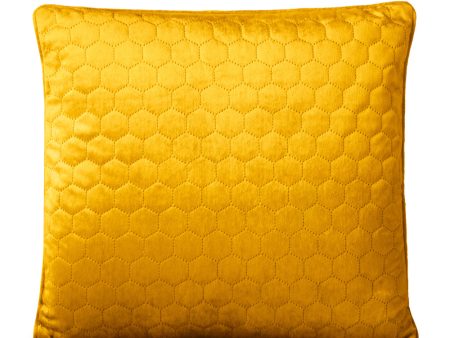 Decorative feather cushion - Luxe quilted - Yellow - 20 x 20   For Sale