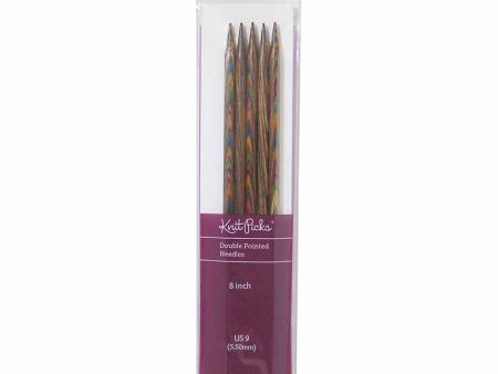 KNIT PICKS Rainbow Wood Double Point Knitting Needles 20cm (8 ) - Set of 5 - 5.5mm US 9 Online Sale